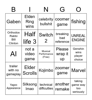 VGA 2024 Bingo Card