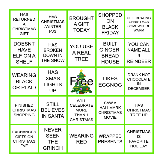 FINANCE CHRISTMAS BINGO Card