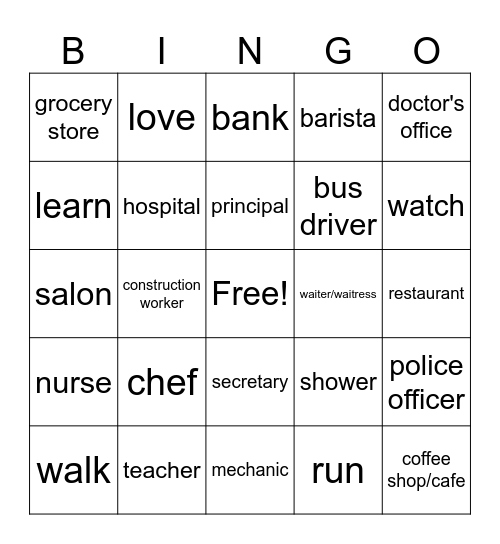 Unit 2 Vocabulary Bingo Card