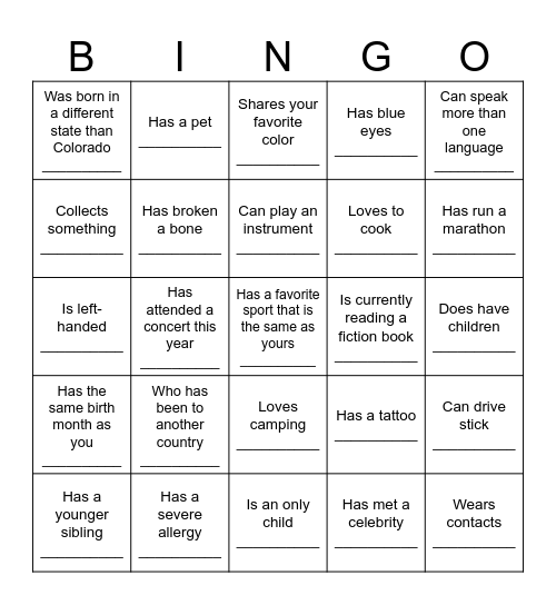 Mingle Bingo - Retail COE Bingo Card