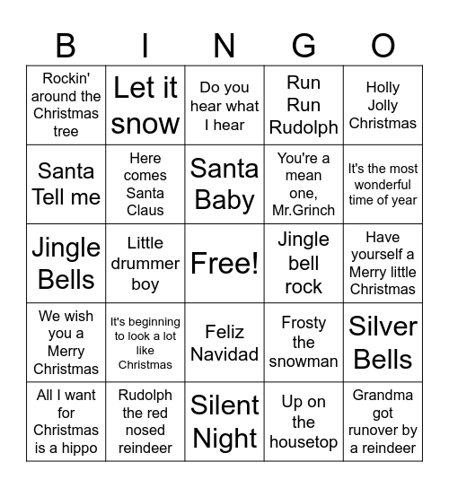 Merry Christmas Bingo Card