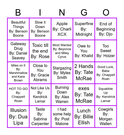 2024 Recap Round 2 Bingo Card