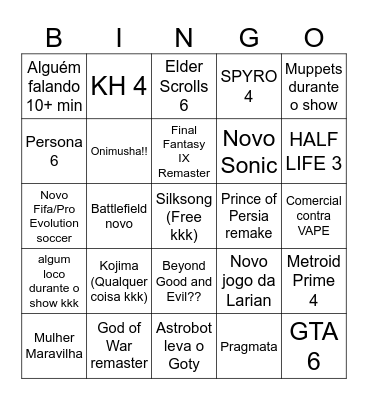 TGA 2024 Bingo Card