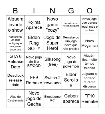 TGA 2024 Bingo Card