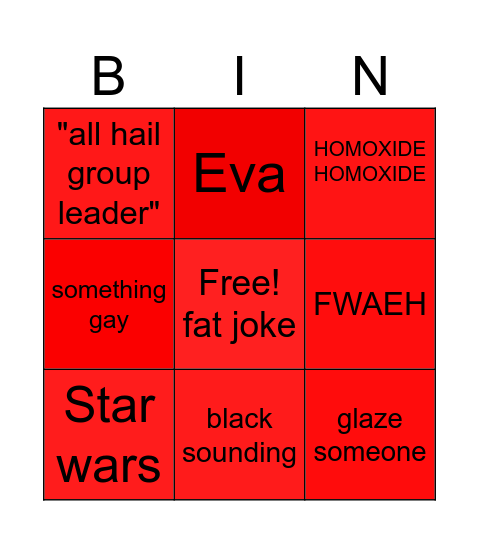 Ryan Bingo PT2 Bingo Card