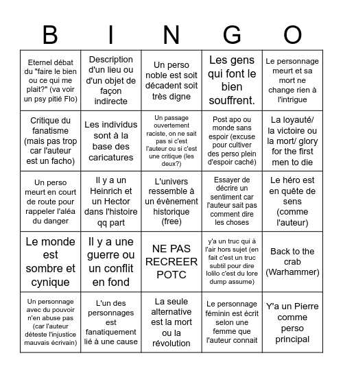 Univers de Flo Bingo Card