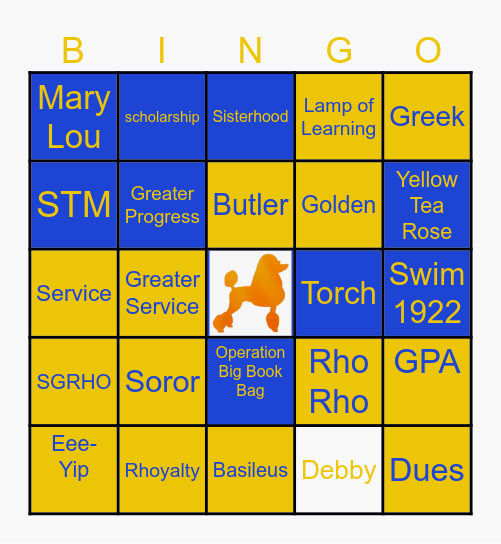 Sigma Gamma Rho Bingo Card