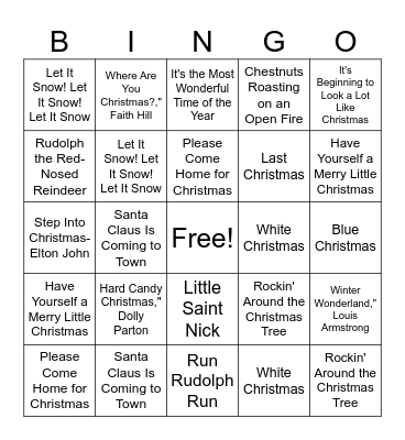 DJ Lionel Christmas Bingo Card