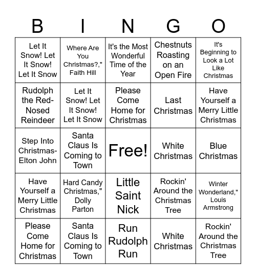 DJ Lionel Christmas Bingo Card