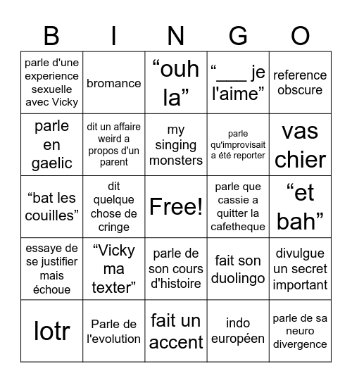 Etienne Bingo Card