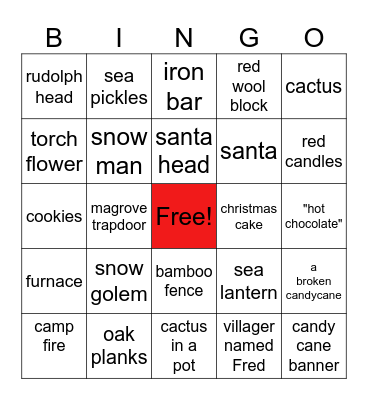 Cornerstone Beach Christmas Bingo Card