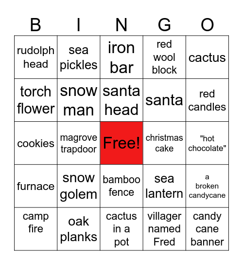 Cornerstone Beach Christmas Bingo Card