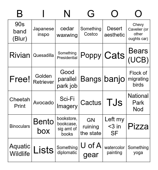 Emily's 40th Birthday Bingo Card