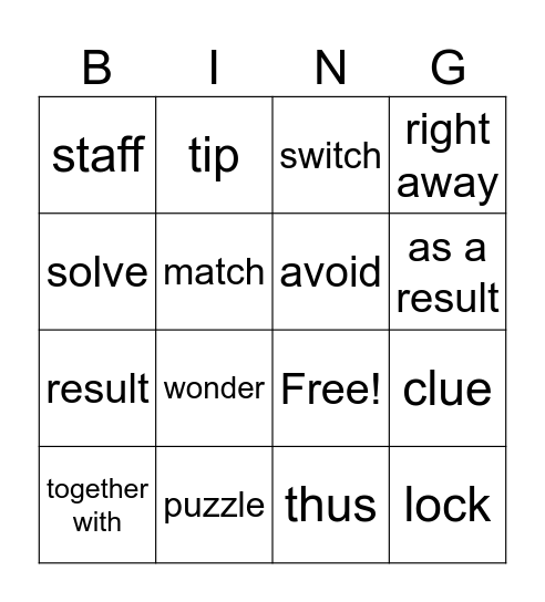 B1 U5單片 Bingo Card