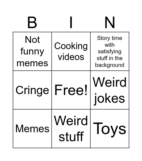 YouTube shorts bingo Card