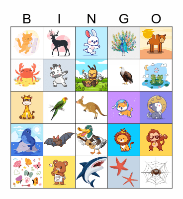 Animals Bingo Card