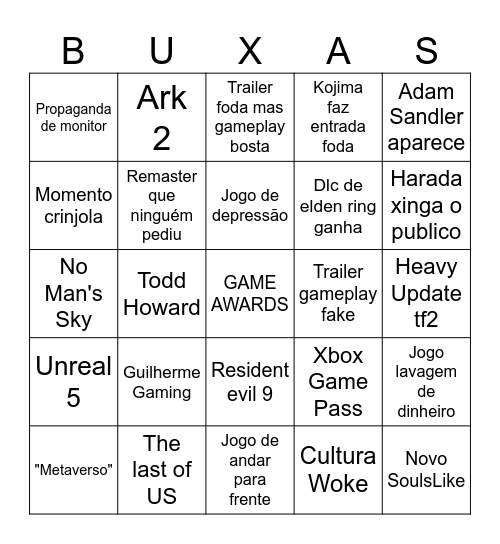 Game awards duvidoso 2024 Bingo Card