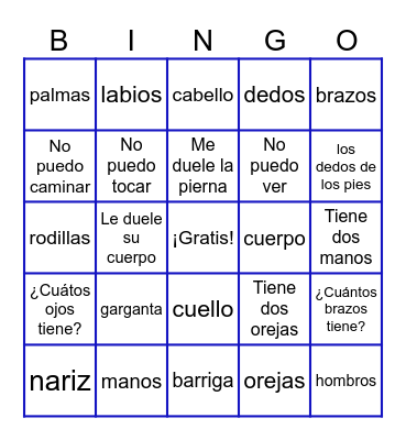 El cuerpo Bingo Card