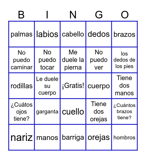 El cuerpo Bingo Card