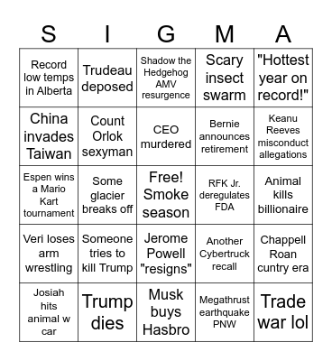 2025 Bingo Card