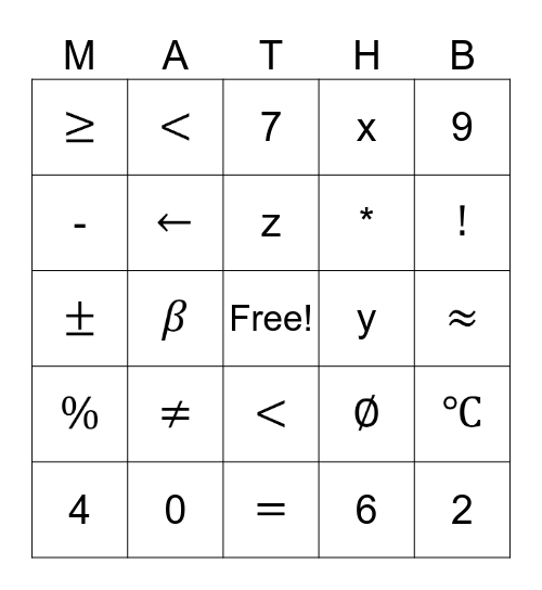 MATH CAMP 2024 Bingo Card