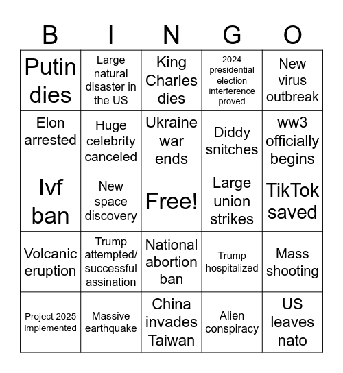 2025 Bingo Card