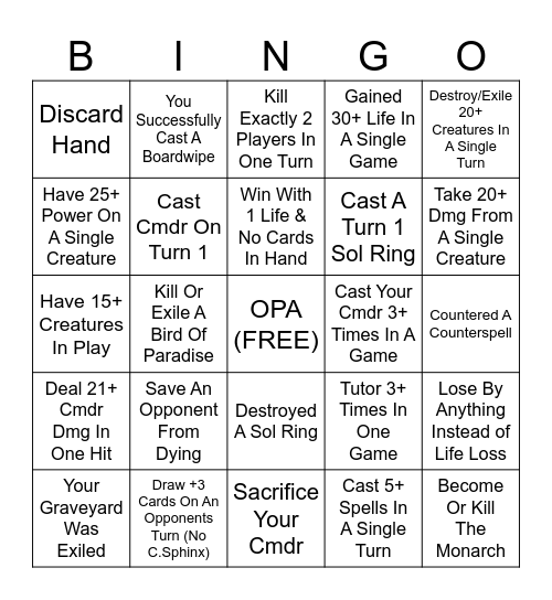 2024 OPA XMAS Bingo Card