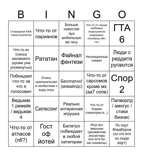 лмшвьпшвле2024 Bingo Card