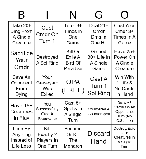 2024 OPA XMAS BINGO Card