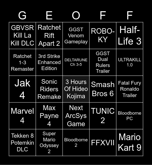 TGA 2024 Bingo Card