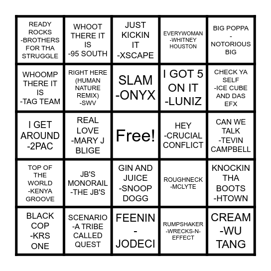 1993 Bingo Card