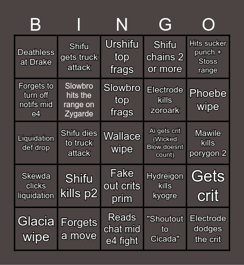 Chape RnB E4 Bingo Card