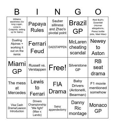 DTS S7 BINGO Card