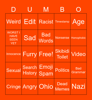 r/youngpeopleyoutube Bingo Card