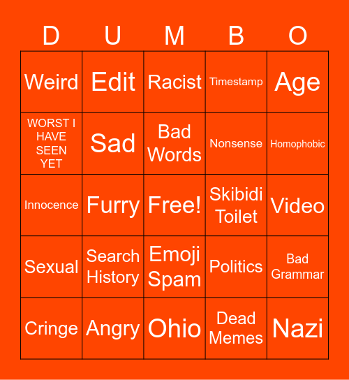r/youngpeopleyoutube Bingo Card