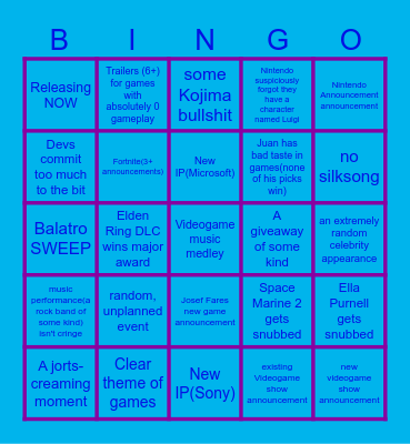 The Keighleys 2024 Bingo Card