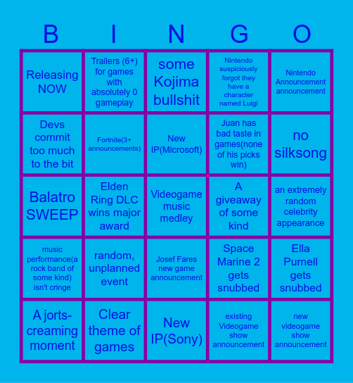 The Keighleys 2024 Bingo Card