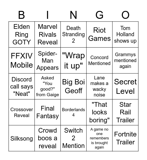 Untitled Bingo Card
