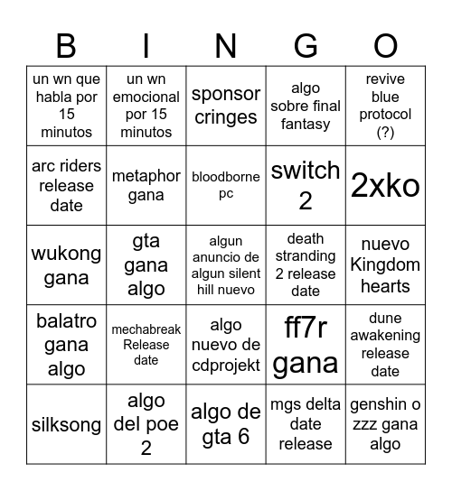 bingus Bingo Card