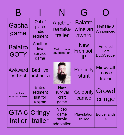 TGA 2024 Bingo Card