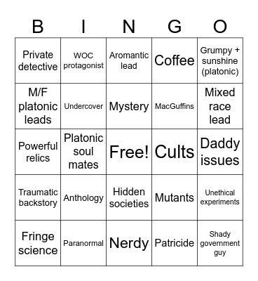 WIP Bingo Card