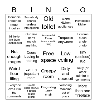 Old House BINGO!!! Bingo Card