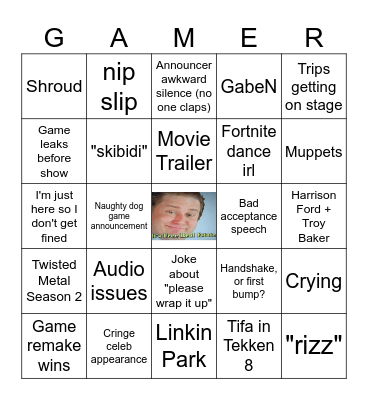 Game Awards Bingo Card