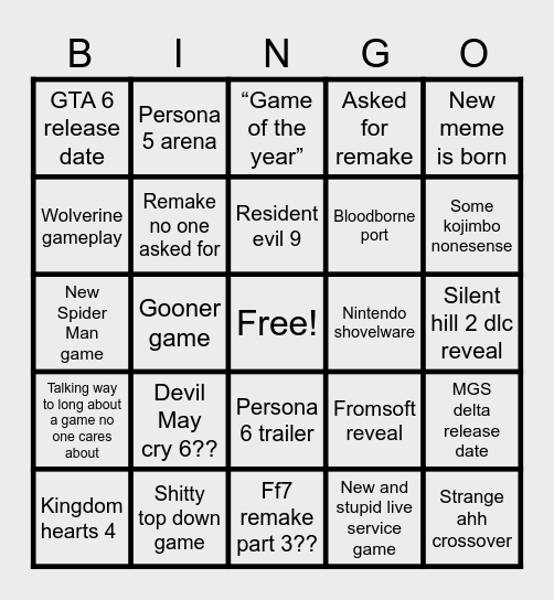 Untitled Bingo Card