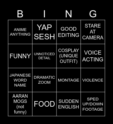 AARAN BINGO Card