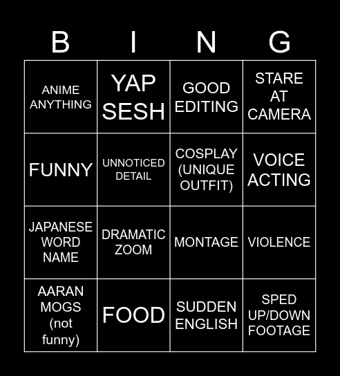 AARAN BINGO Card