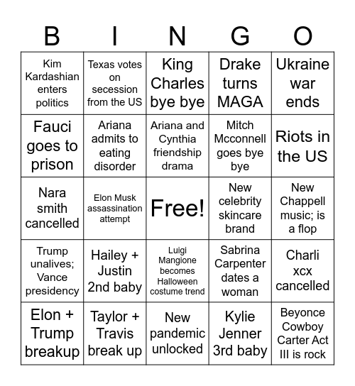 2025 Bingo Card