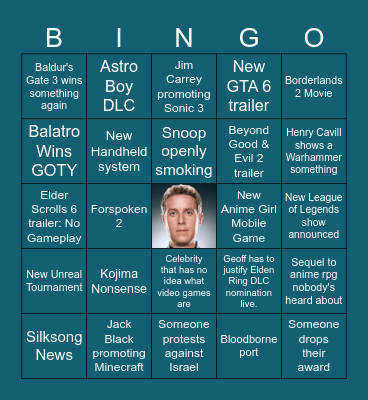 Game Awards Bingo Card