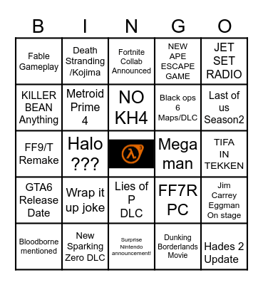 Vash's Game awards 2024 Bingo Card Bingo Card