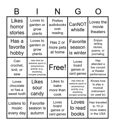 Get to Know Your Colleagues Bingo Card